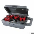 Morse Hole Saw Kit, Locksmith, 8 pc, 1-15/16 in Cutting Depth, Bi-Metal, Red MHS02L